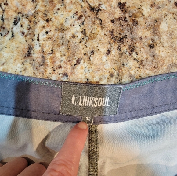 Linksoul Phillon Four-Way‎ Stretch Cotton Blend Boardshorts Green Leaf Men's 33 - Picture 9 of 10